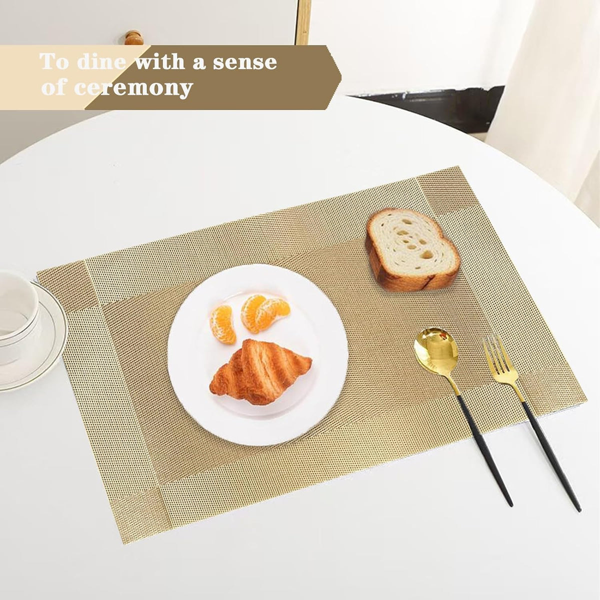Frame Gold Placemats Set of 2 - Heat-Resistant, Non-Slip Table Mats