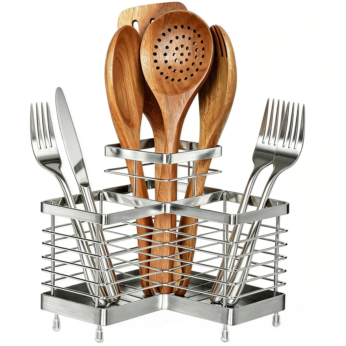 Utensil Holder, Stainless Steel Utensil Drying Rack for Kitchen Counter