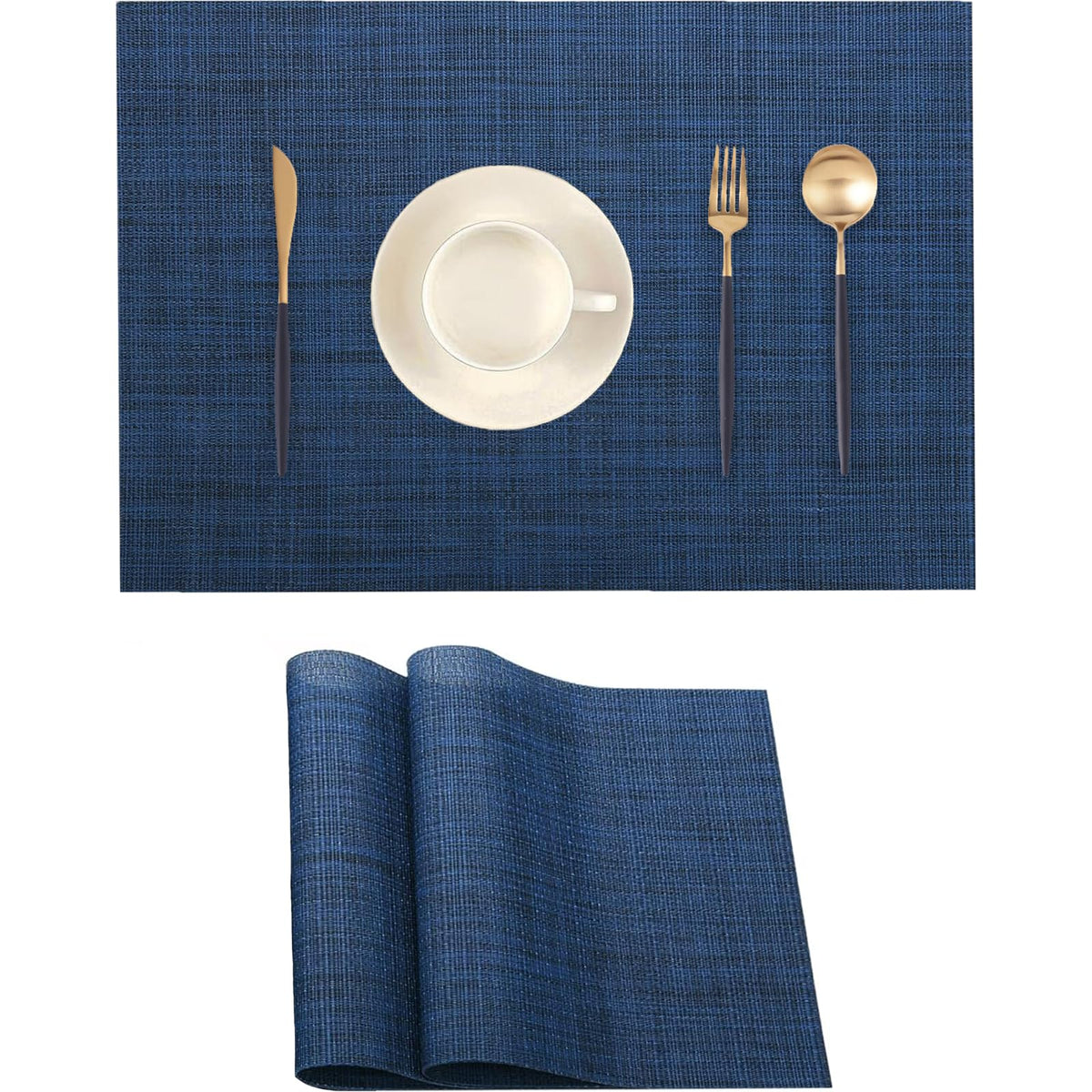 Frame Gold Placemats Set of 2 - Heat-Resistant, Non-Slip Table Mats