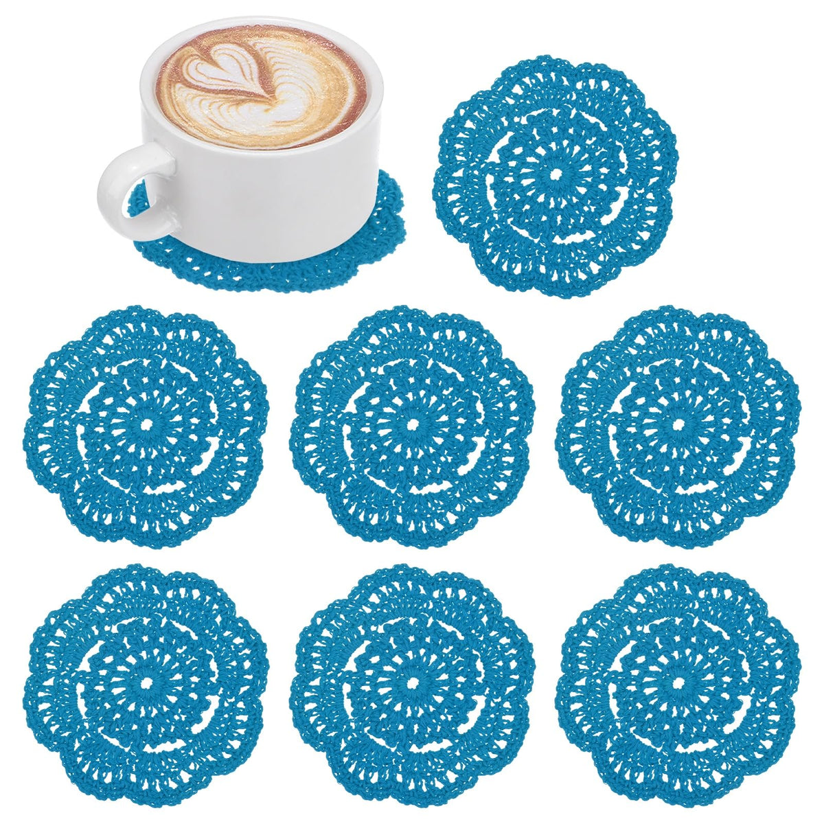 M METERXITY 8pcs Handmade Crochet Coasters 4"/10cm Round Light Pink