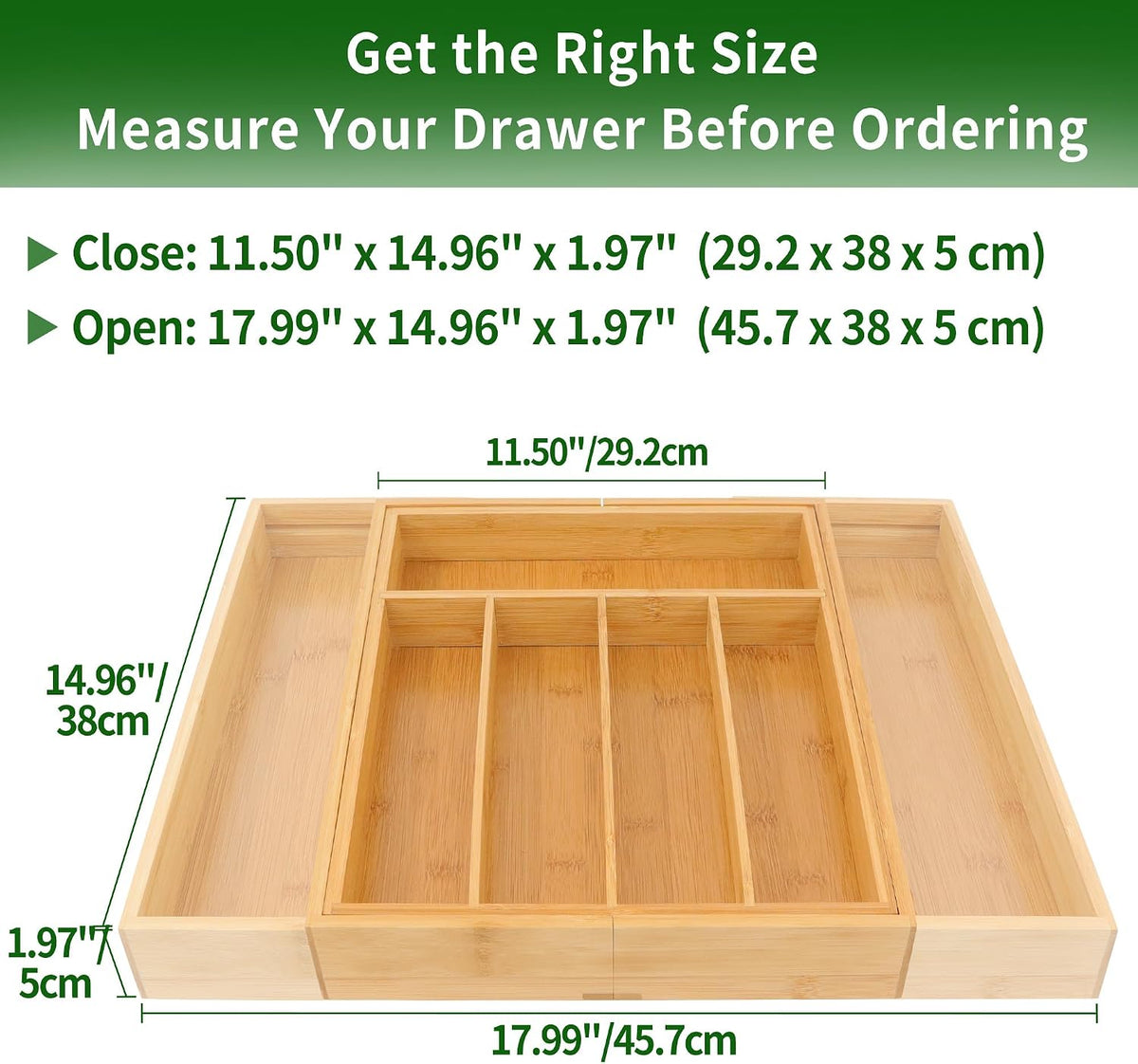 VaeFae Bamboo Drawer Organizer, Medium, Natural