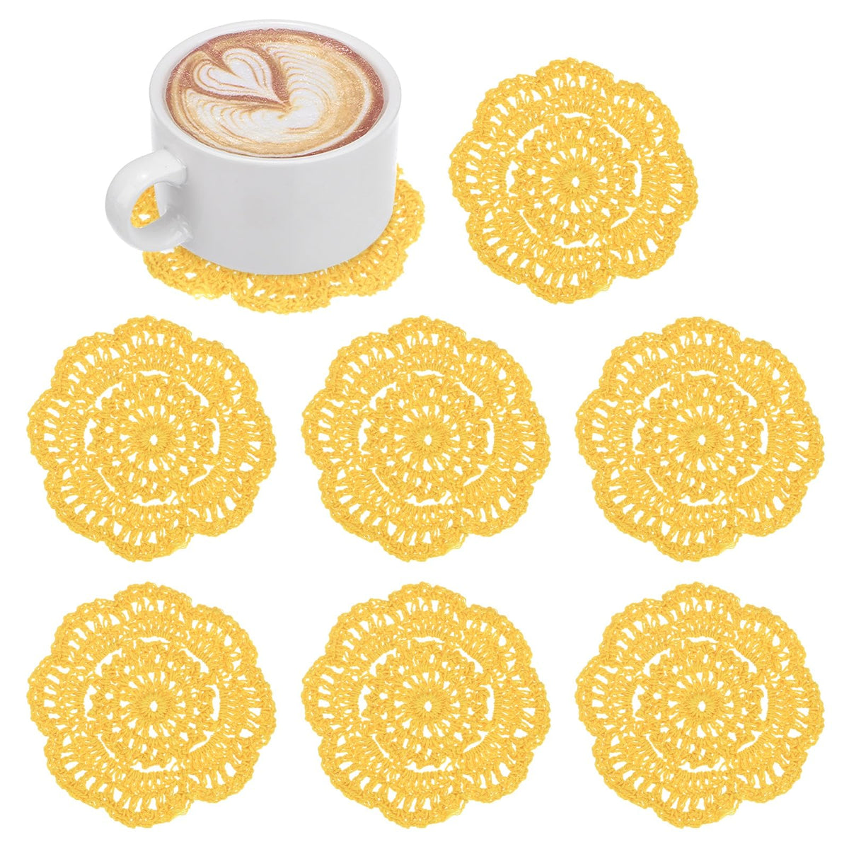 M METERXITY 8pcs Handmade Crochet Coasters 4"/10cm Round Light Pink