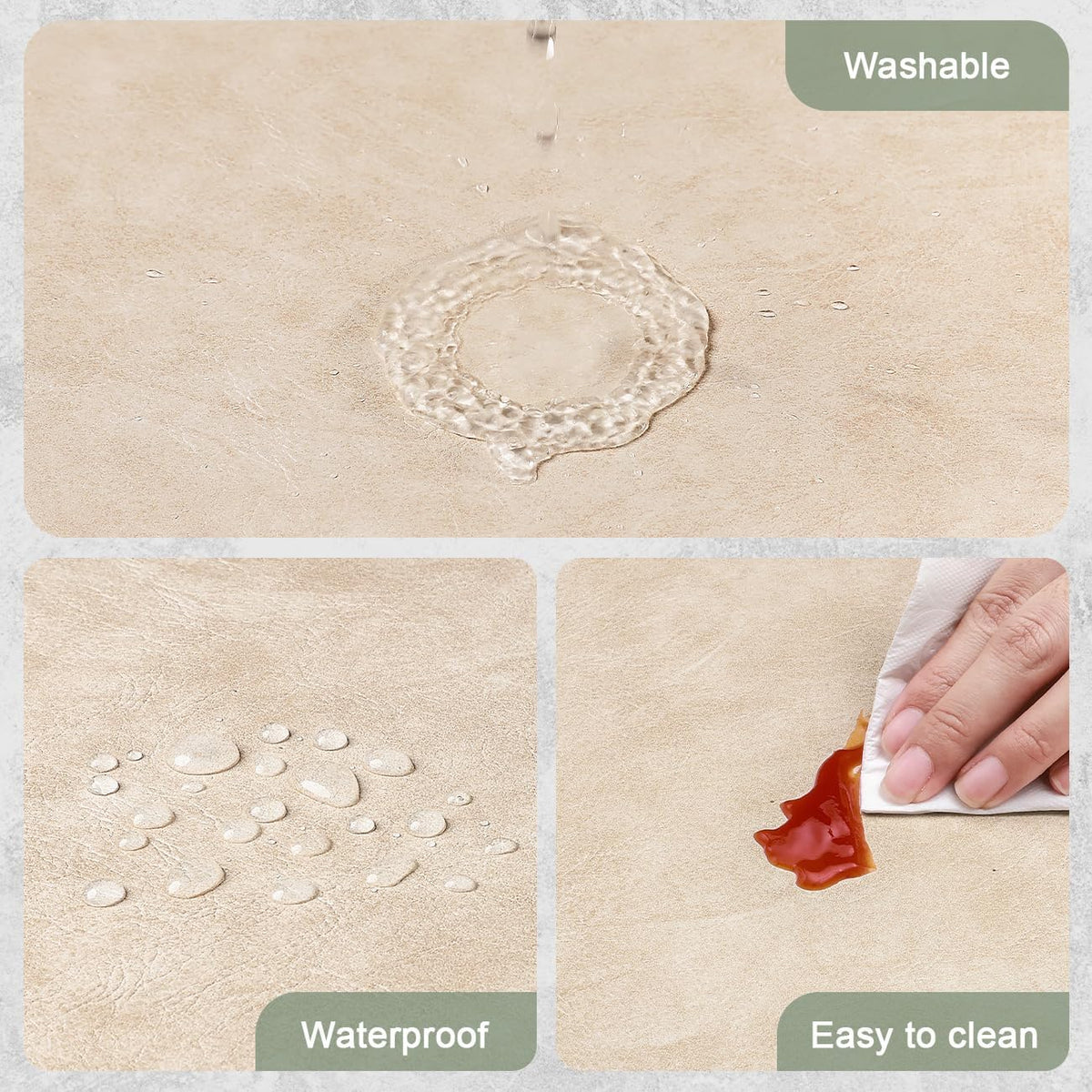 Vinyl Placemats Set of 4, Dual Sided Place Mats with Drink Coasters