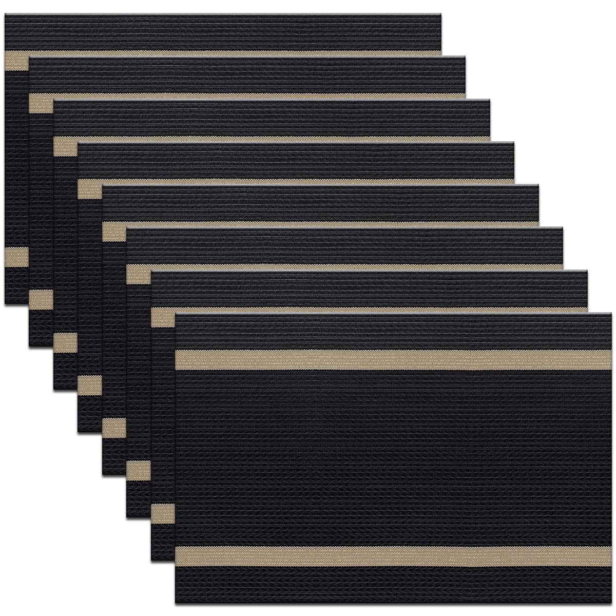 PIGCHCY Beige Placemats Set of 4 Vinyl PVC Durable Place Mats for Dining Table,Heat Resistant Non-Slip Woven Tabel Mats (18x12 inches, Beige)