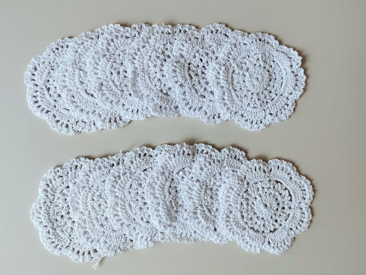 Ouyatoyu Doilies Cloth Lace Crochet Doilies Place Mats Round Handmade Cotton Placemats for Cups Coasters Glasses Small Doilies Cloth 4 Inch 12pcs