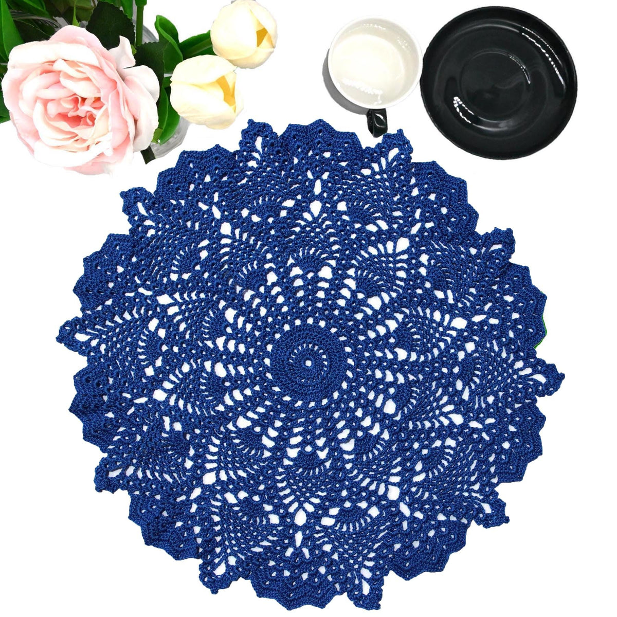 18 in to 20 in Doily Coasters Lace Tablecloth Doilies Handmade Crochet Placemat Women Vase Mat Kitchen Table Runner for Mother's Day Wedding (1PC, Red)