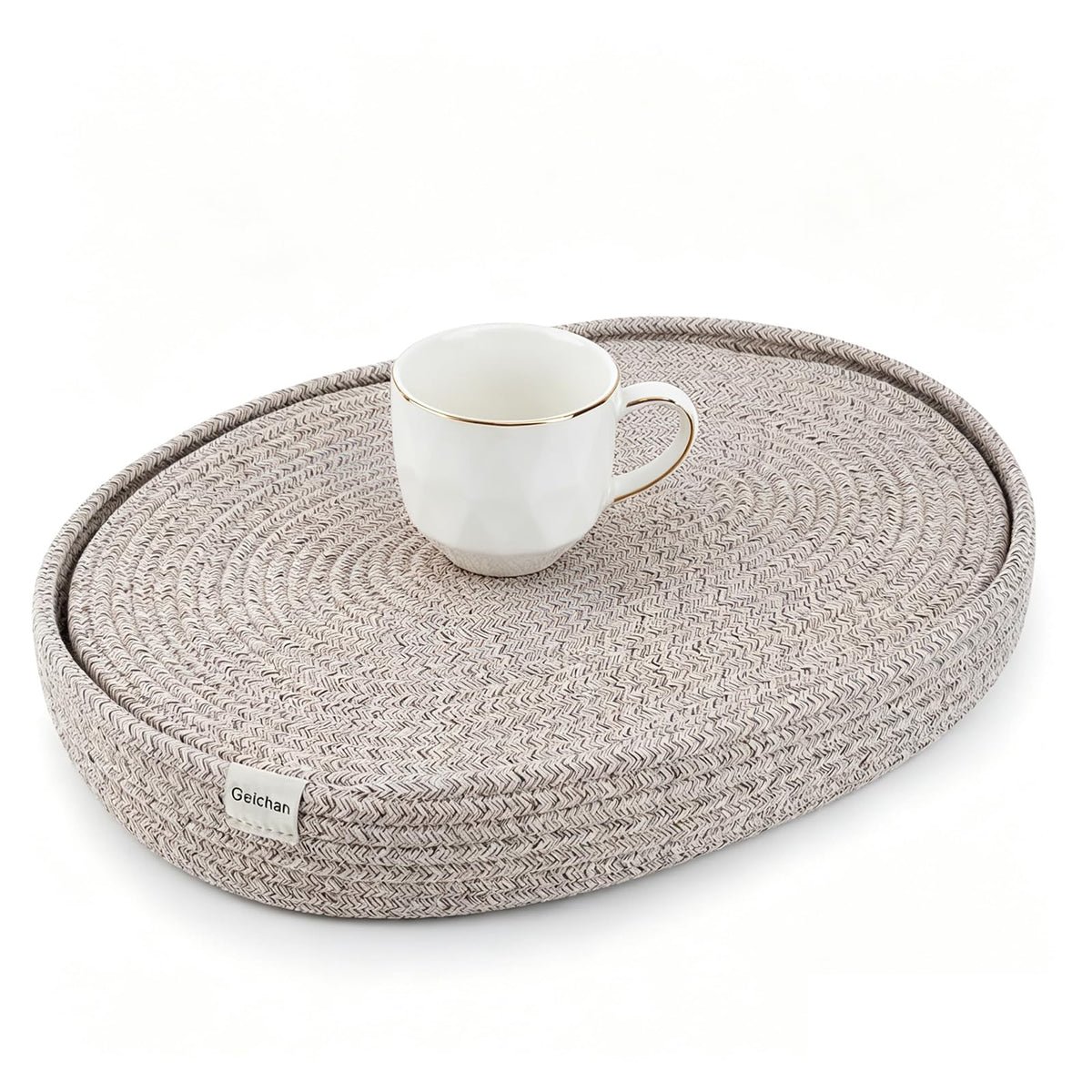 Handmade Boho Placemats Set of 6 Oval – Natural Woven Cotton Farmhouse Table Mats for Dining Table, Fall, Halloween, Thanksgiving, Christmas