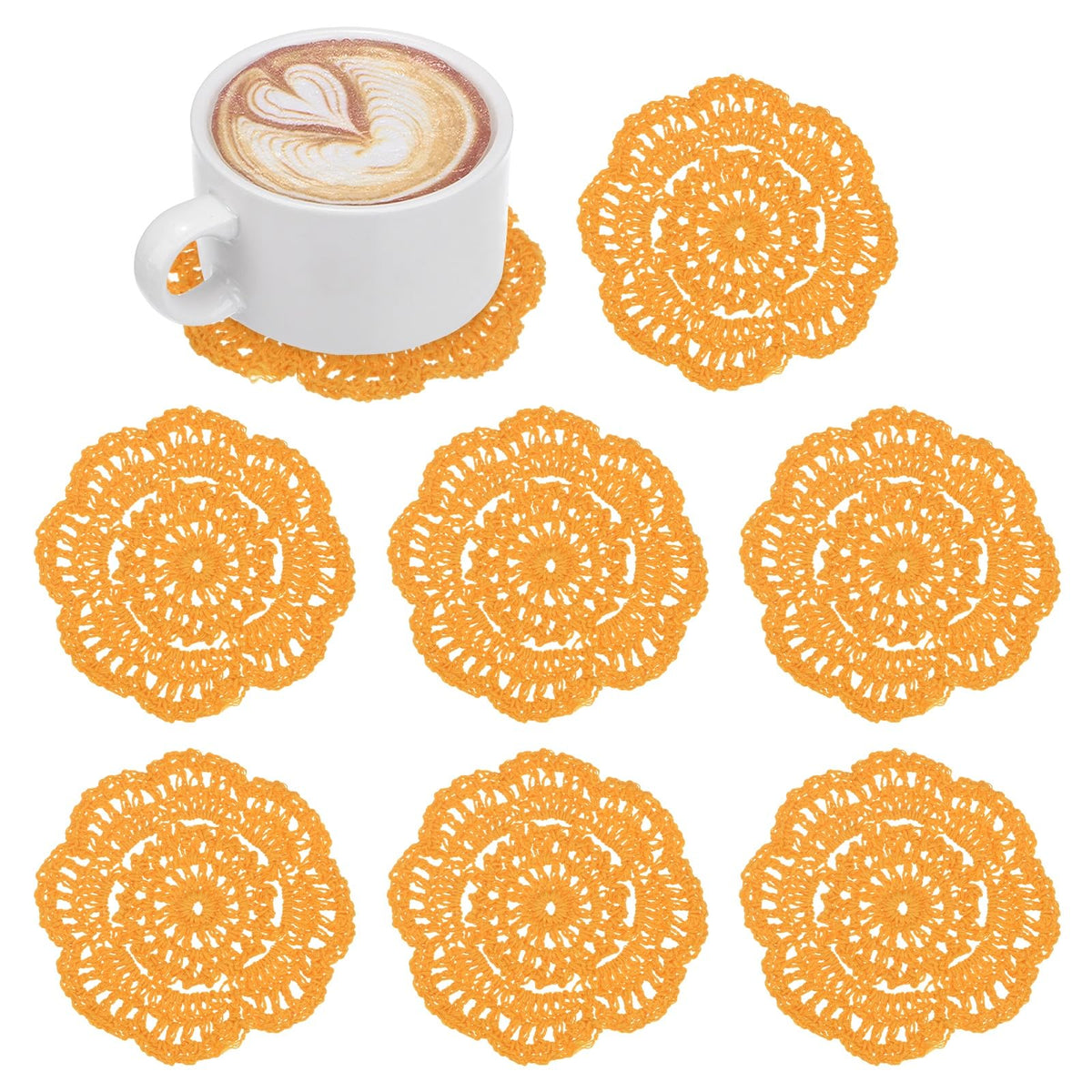 M METERXITY 8pcs Handmade Crochet Coasters 4"/10cm Round Light Pink