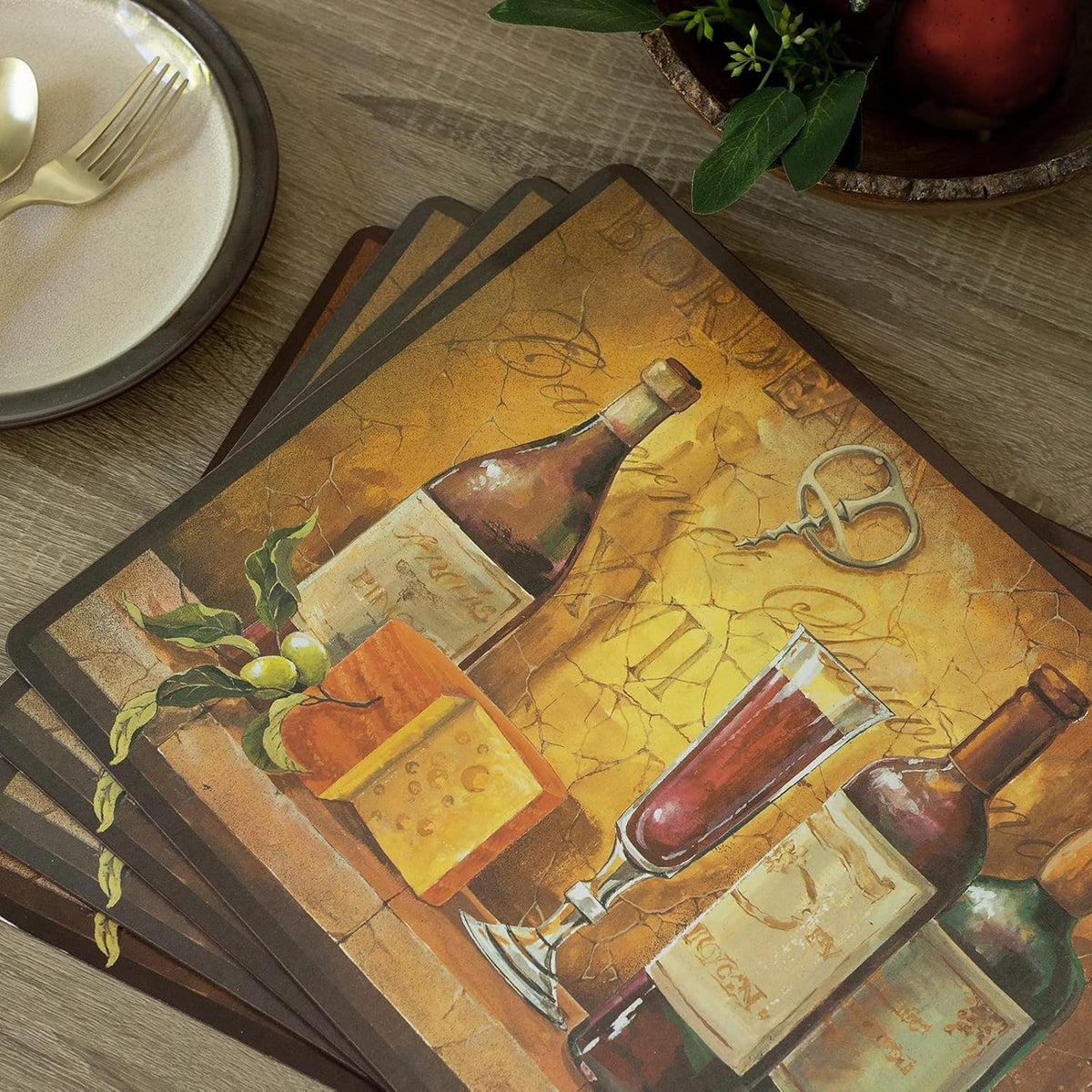 Benson Mills Cork Placemats Set of 4 (Bordeaux Wine, 12" x 16”)
