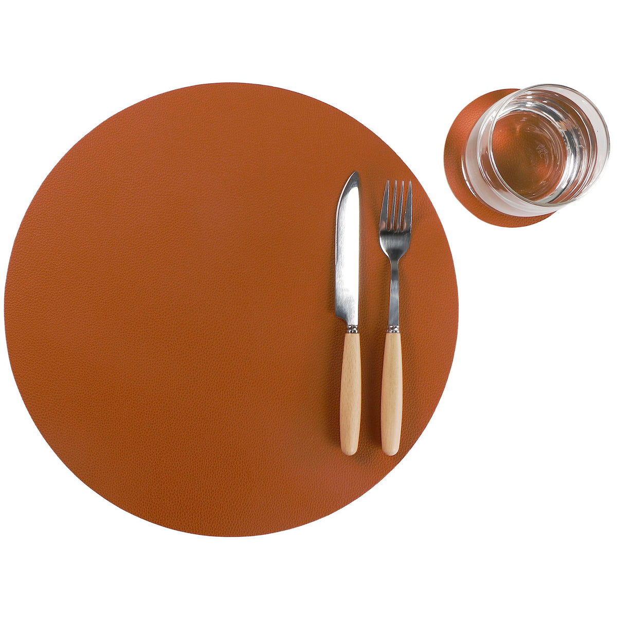 Wipeable Placemats and Coasters Leather Table Mats Waterproof Heat-Resistant Easy to Clean for Dining Table Set Kitchen Table Set of 6, Red