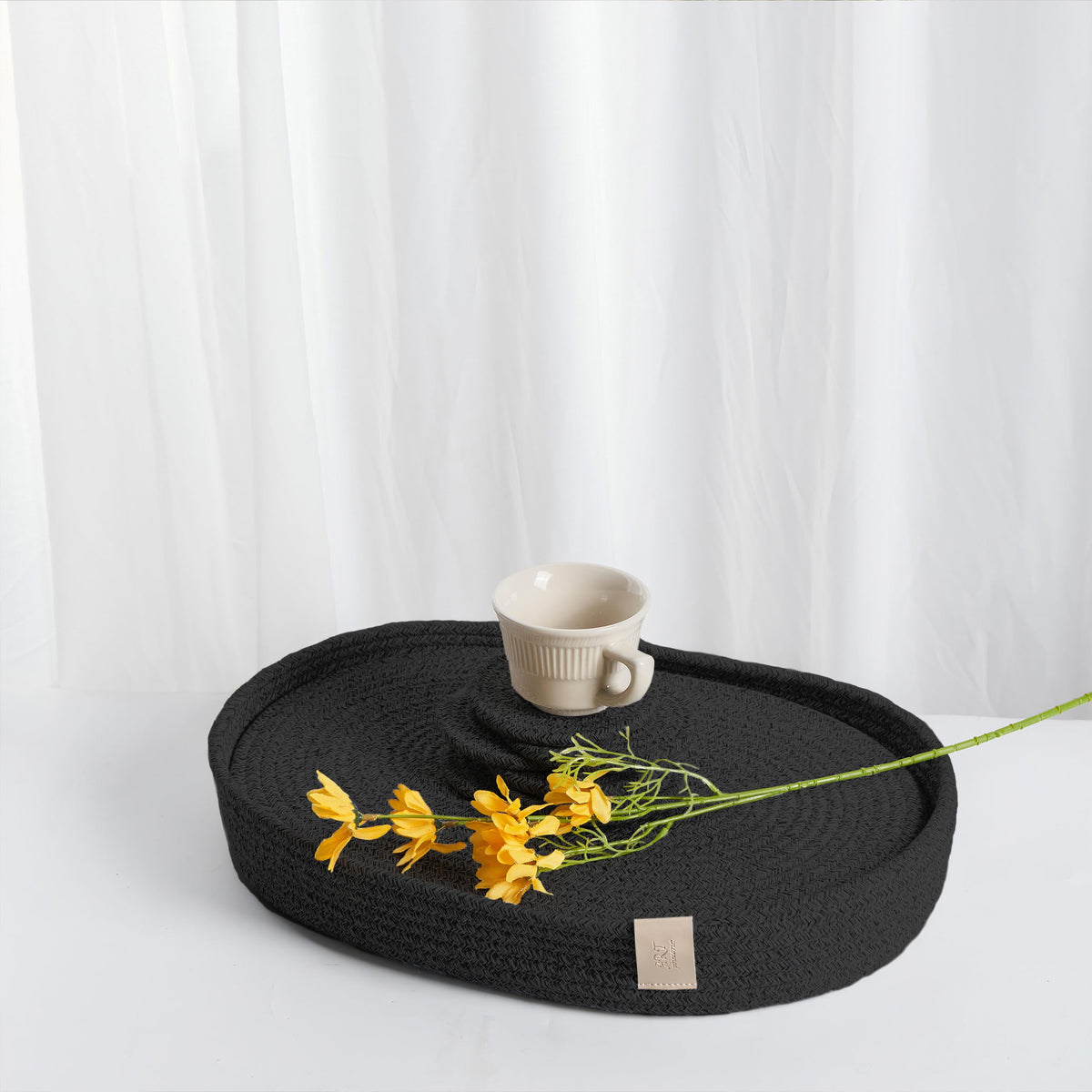 Oval Placemats Set of 6 with Coasters & Holder, Taupe Mix