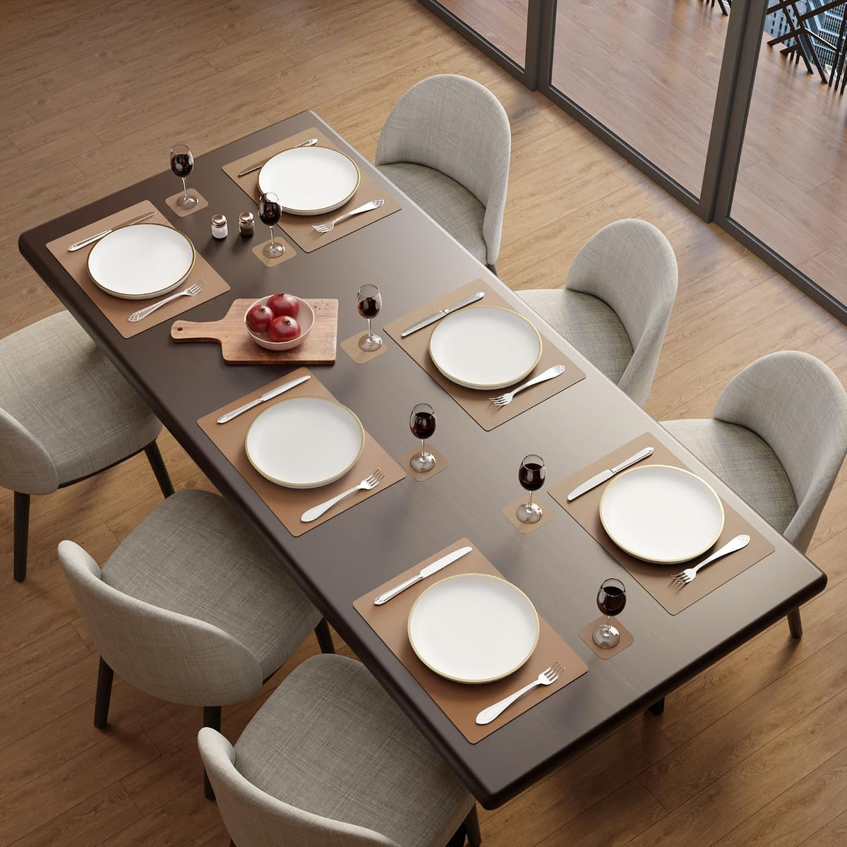 Encasa XO Faux Leather Placemats Set of 6 & Coasters 17"x12" & 3.54"