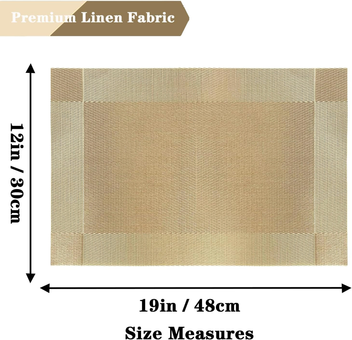 Frame Gold Placemats Set of 2 - Heat-Resistant, Non-Slip Table Mats