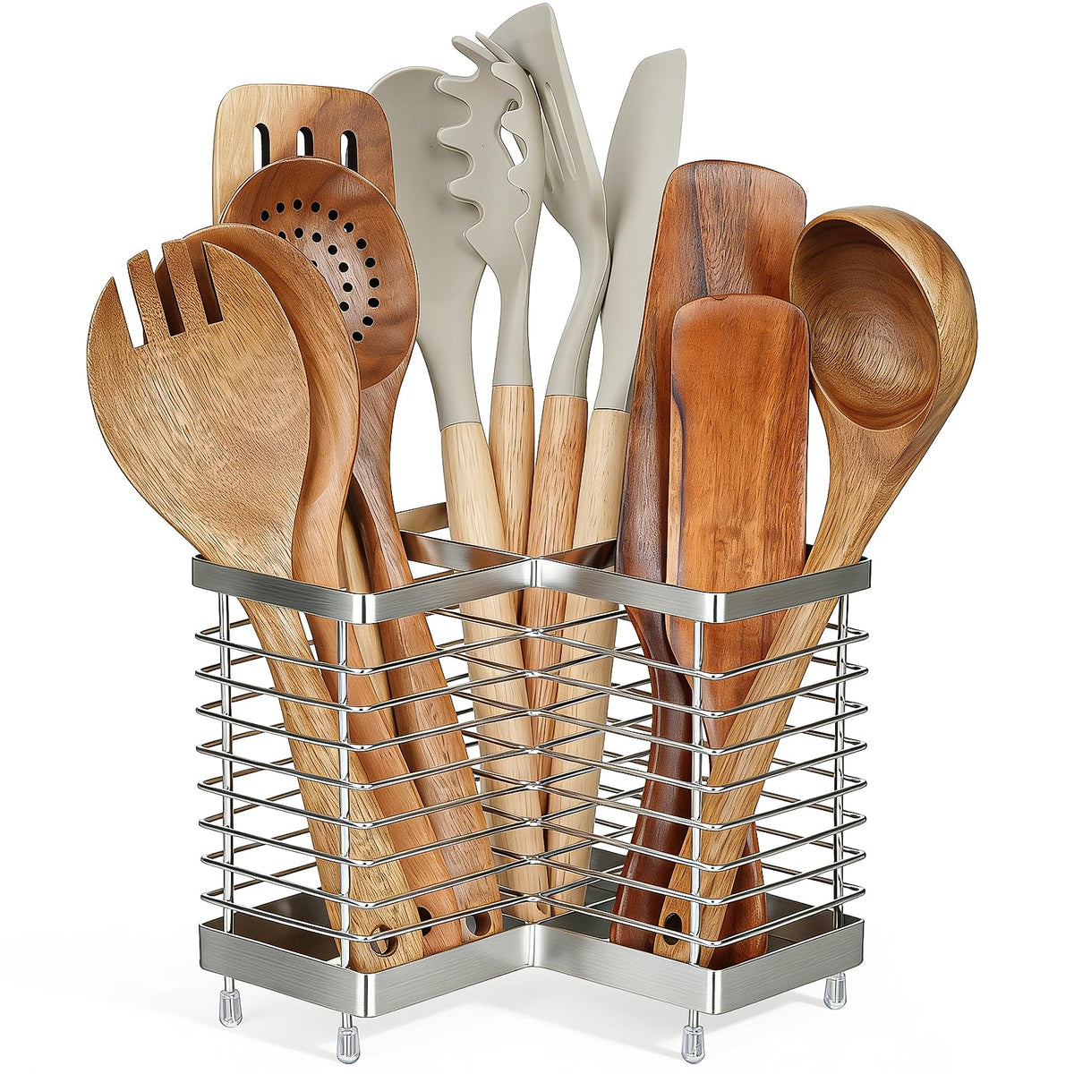 Utensil Holder, Stainless Steel Utensil Drying Rack for Kitchen Counter