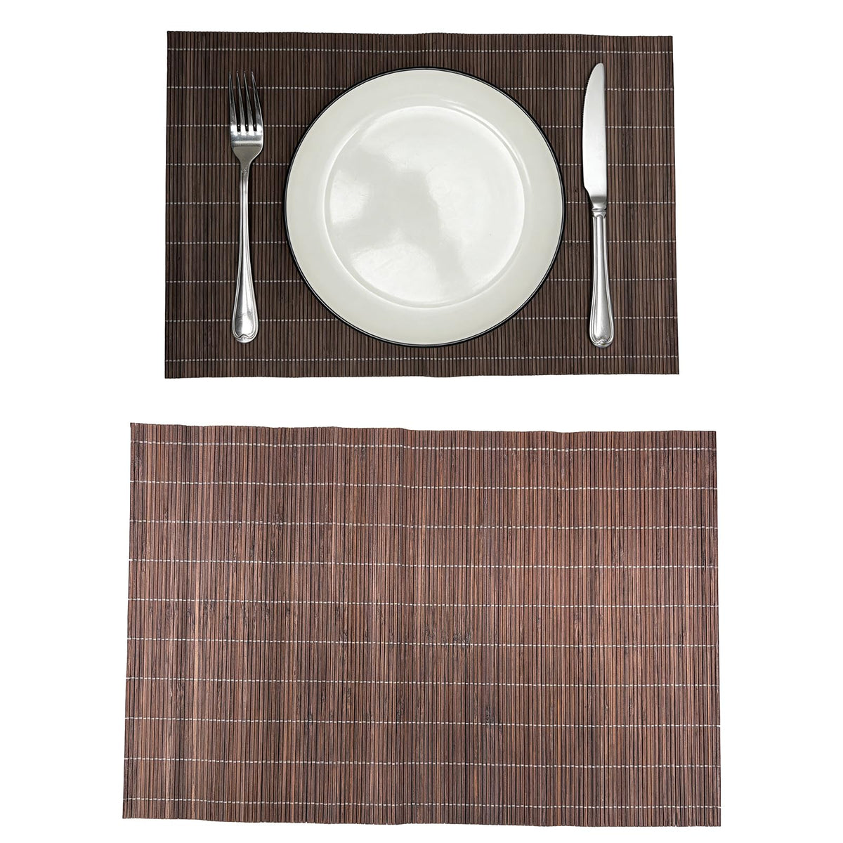 Non-Slip Bamboo Placemats Set of 6, 17.7x11.8 Inch - Heat Resistant & Easy-Clean, Natural Woven Table Mats for Daily Dining, Family Meals or Home Decor (Brown)