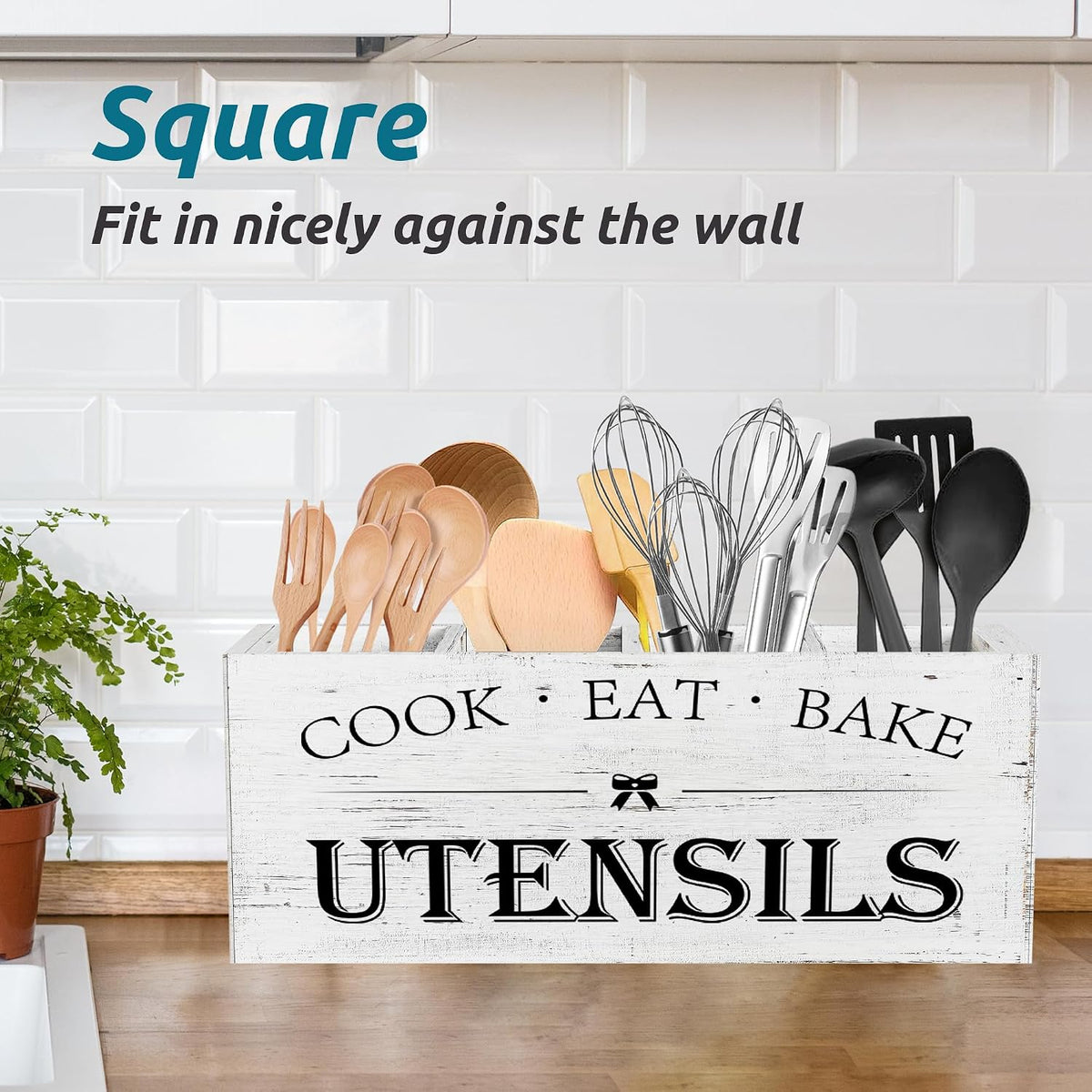 Suli Extra Large Utensil Holder Countertop for Kitchen Counter,White Grain