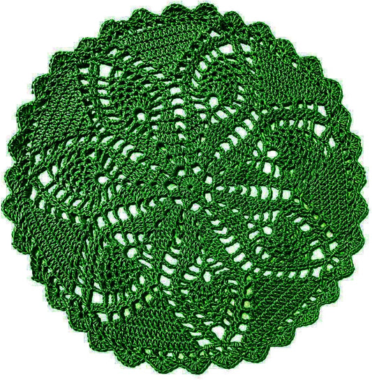 11 to 12 inches Pineapple Flower Lace Doilies Handmade Crochet Placemats Table Coasters Vintage Wedding Party Anniversary Mother's Day Decor (Green,1PC)