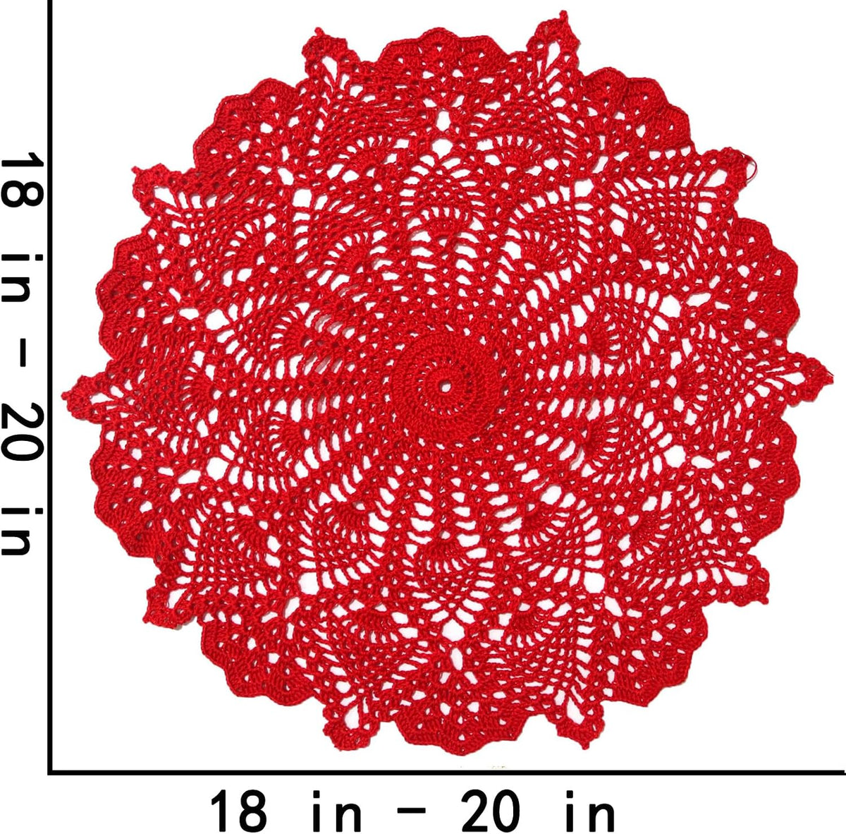 18 in to 20 in Doily Coasters Lace Tablecloth Doilies Handmade Crochet Placemat Women Vase Mat Kitchen Table Runner for Mother's Day Wedding (1PC, Red)