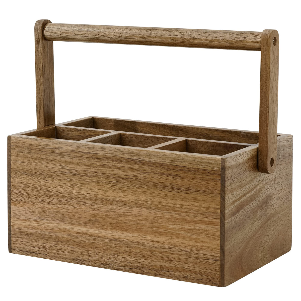 VaeFae Acacia Silverware Caddy, Utensil Holder with Handle, Medium
