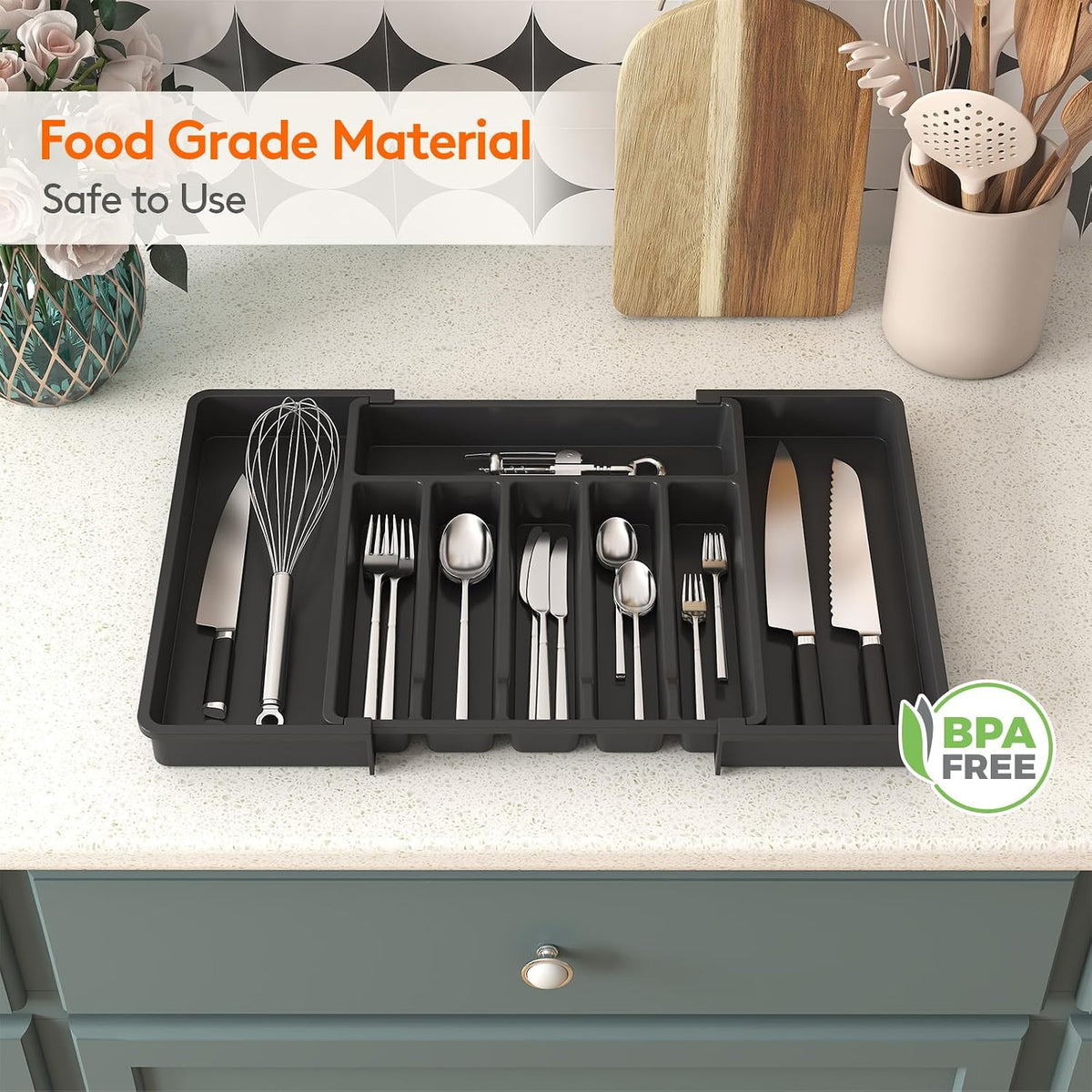 Lifewit Extra Large Silverware Drawer Organizer, Expandable Utensil Tray