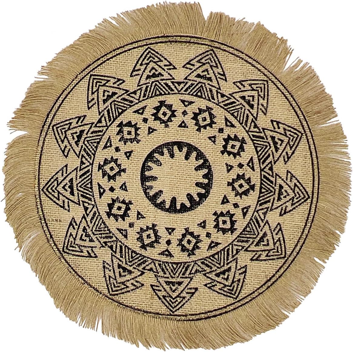 Round Placemats Set of 6, Dining Winter Modern Dinner Braided Beige Boho Round Table and Fall Circle Placemats Boho Tssels Runner Kitchen Table Plate Mats Set of 6 (Colour A)