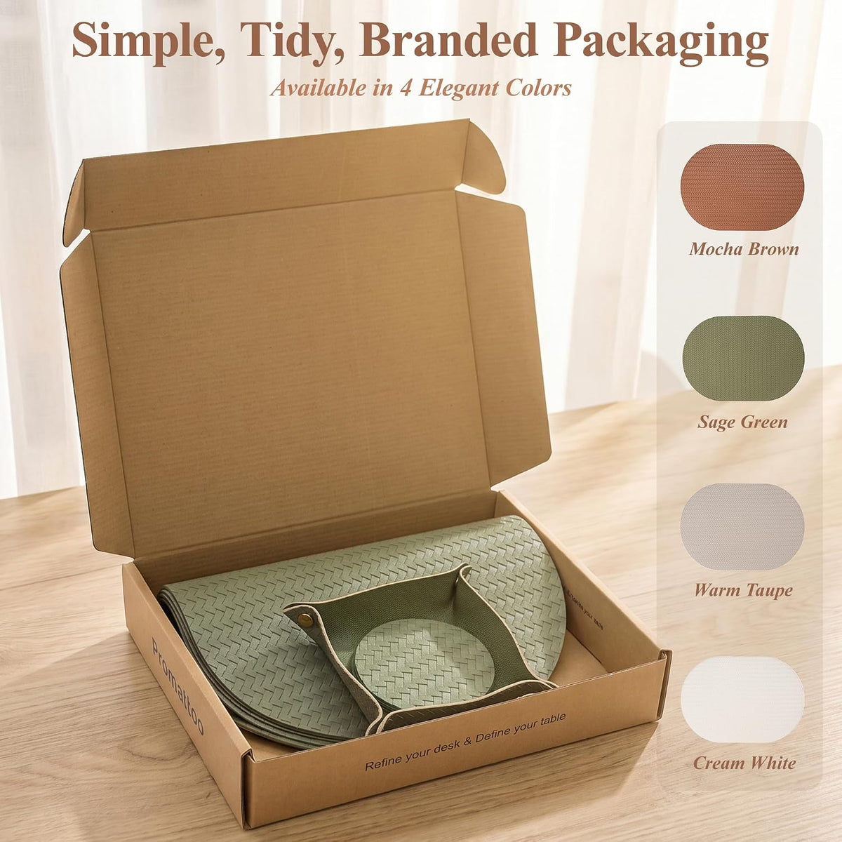 Woven Faux Leather Oval Placemats Set of 4/6 with Coasters & Tray, Heat Resistant, Non-Slip, Washable Dining Table Mats