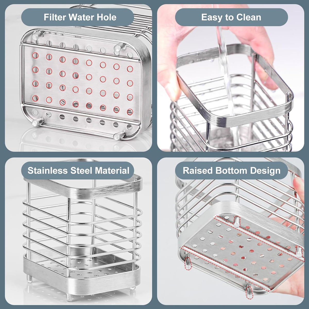 Utensil Holder, Stainless Steel Utensil Drying Rack for Kitchen Counter