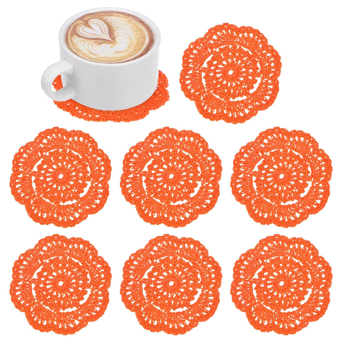 M METERXITY 8pcs Handmade Crochet Coasters 4"/10cm Round Light Pink