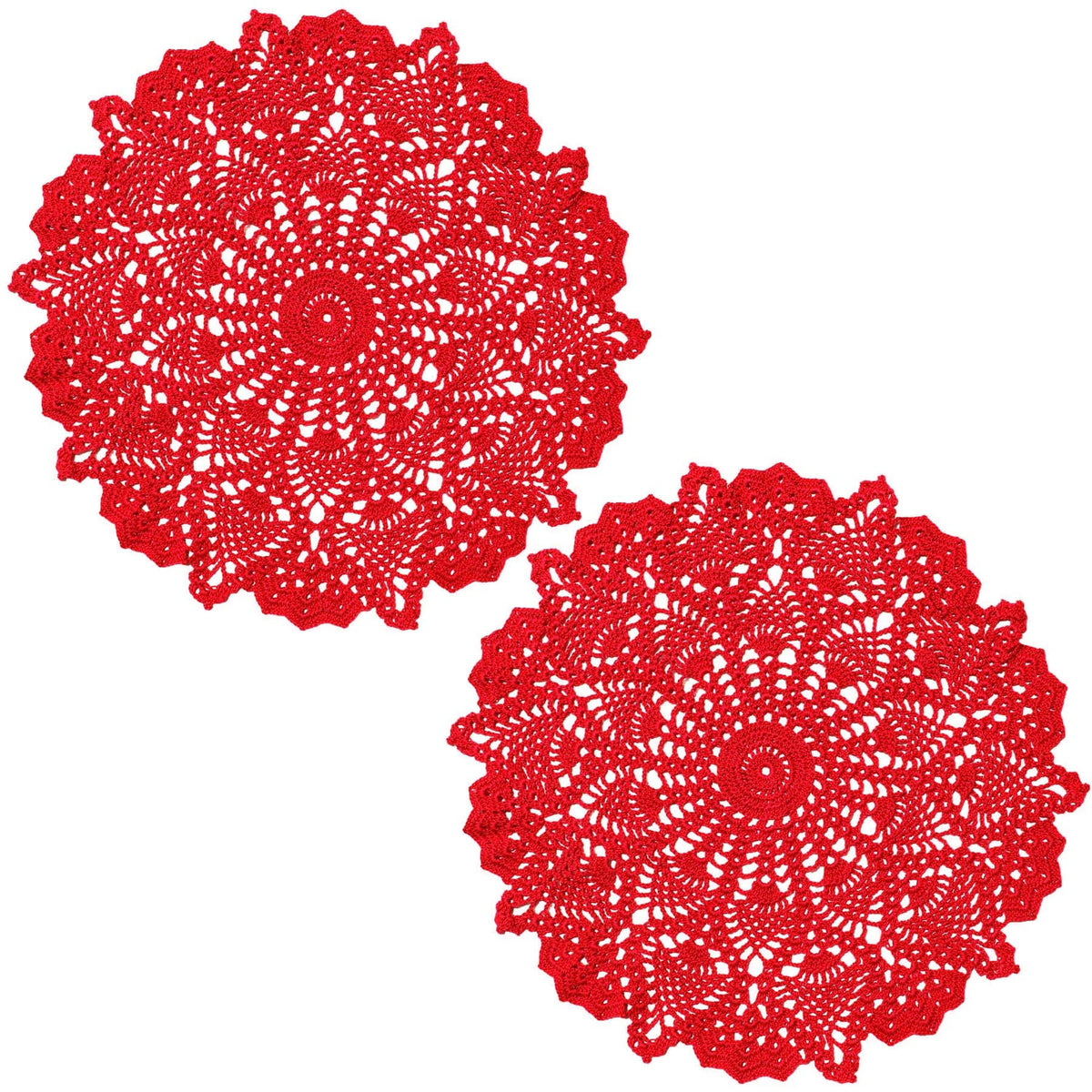18 in to 20 in Doily Coasters Lace Tablecloth Doilies Handmade Crochet Placemat Women Vase Mat Kitchen Table Runner for Mother's Day Wedding (1PC, Red)