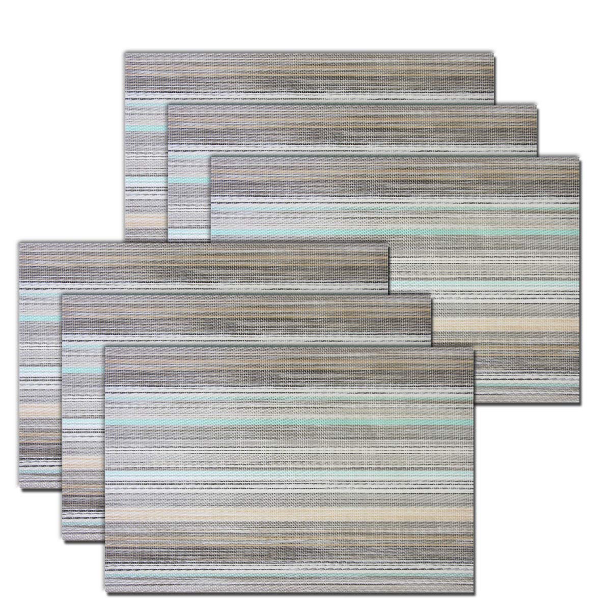 PIGCHCY Beige Placemats Set of 4 Vinyl PVC Durable Place Mats for Dining Table,Heat Resistant Non-Slip Woven Tabel Mats (18x12 inches, Beige)