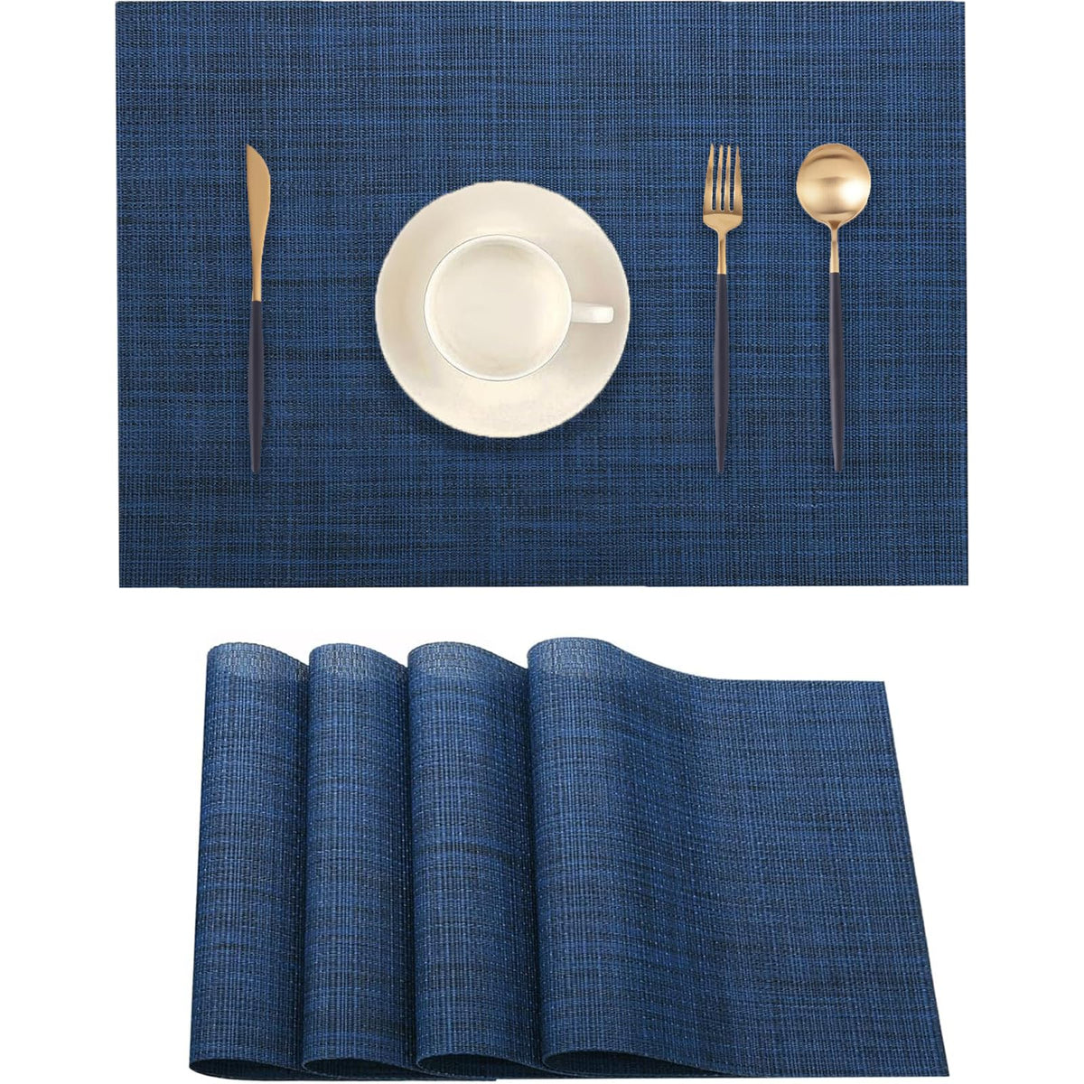 Frame Gold Placemats Set of 2 - Heat-Resistant, Non-Slip Table Mats