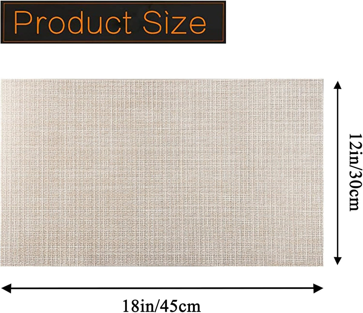 PIGCHCY Beige Placemats Set of 4 Vinyl PVC Durable Place Mats for Dining Table,Heat Resistant Non-Slip Woven Tabel Mats (18x12 inches, Beige)