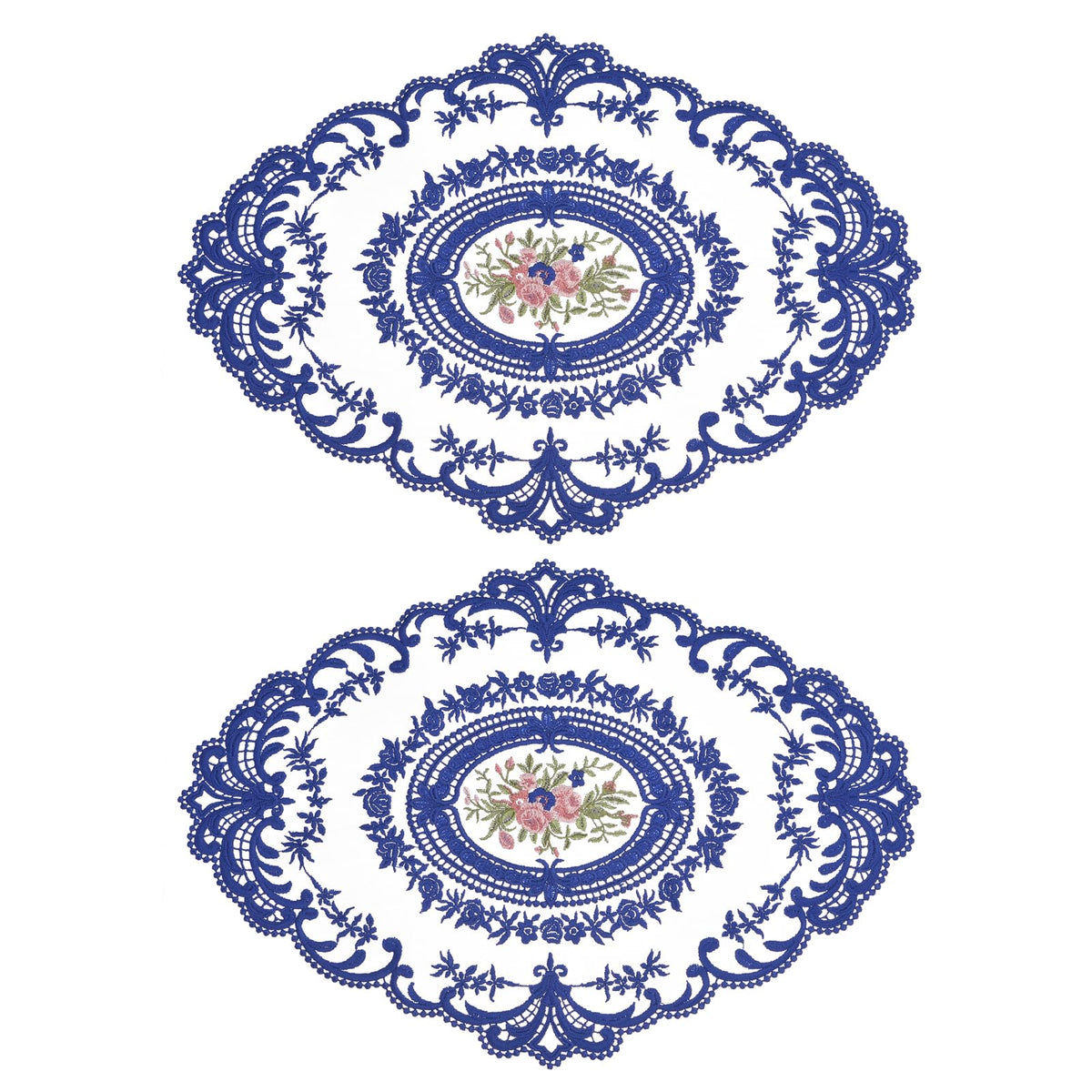 uxcell Retro Lace Placemat 12x16 Oval Embroidered Table Place 2Pack Gray