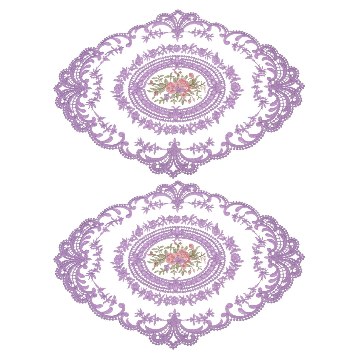 uxcell Retro Lace Placemat 12x16 Oval Embroidered Table Place 2Pack Gray