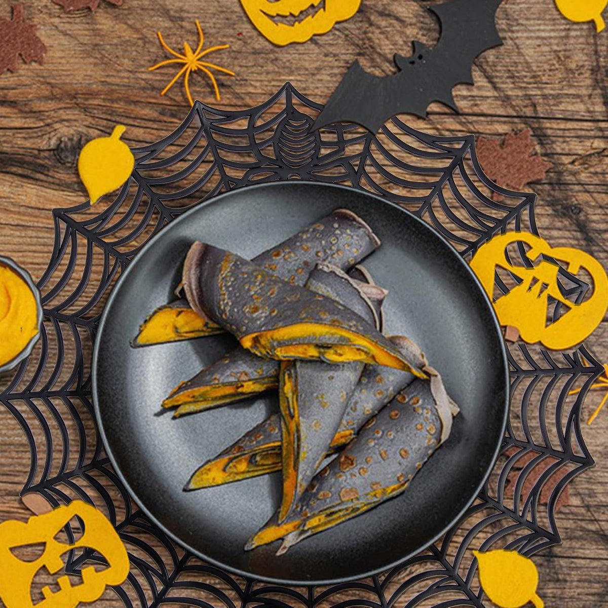 10 Pcs Halloween Spider Web Placemats, Hollow Spiderweb Coasters Placemat