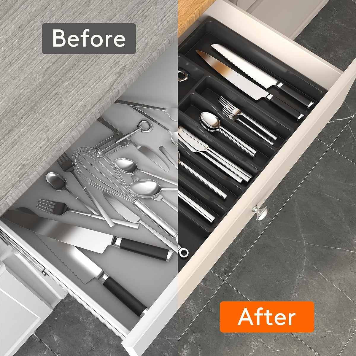 Lifewit Extra Large Silverware Drawer Organizer, Expandable Utensil Tray