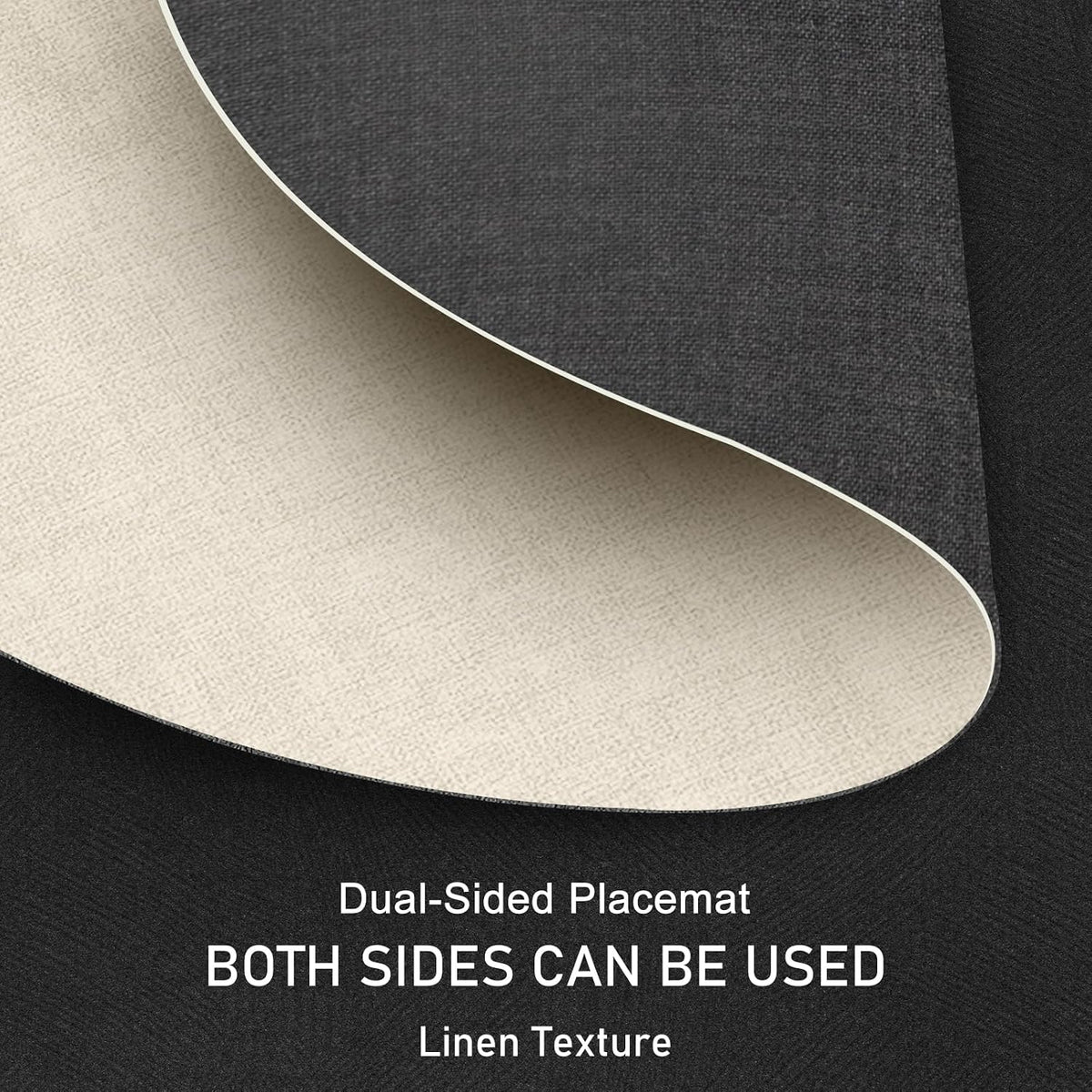 13" Round Placemats Set of 6 with Coasters,Reversible Faux Leather Heat Resistant Table Mats, 100% Waterproof Oilproof Wipeable Double-Sided Place Mats for Indoor/Outdoor Use (Beige) ﻿ ﻿