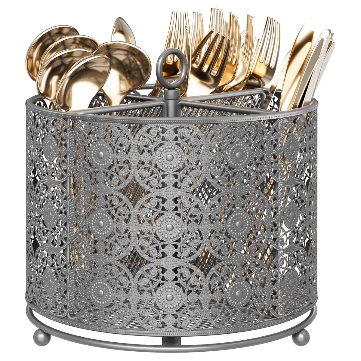 YIUKEA 360° Rotating Utensil Caddy - Raised 4 Compartments Large Capacity