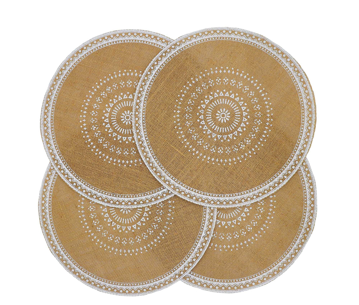 Round Placemats Set of 6, Dining Winter Modern Dinner Braided Beige Boho Round Table and Fall Circle Placemats Boho Tssels Runner Kitchen Table Plate Mats Set of 6 (Colour A)