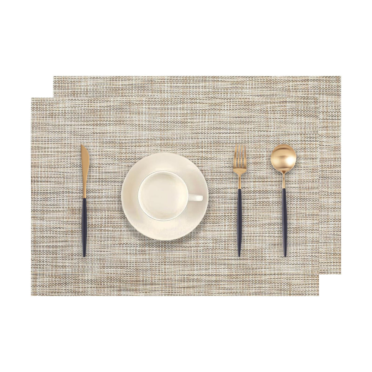 Frame Gold Placemats Set of 2 - Heat-Resistant, Non-Slip Table Mats