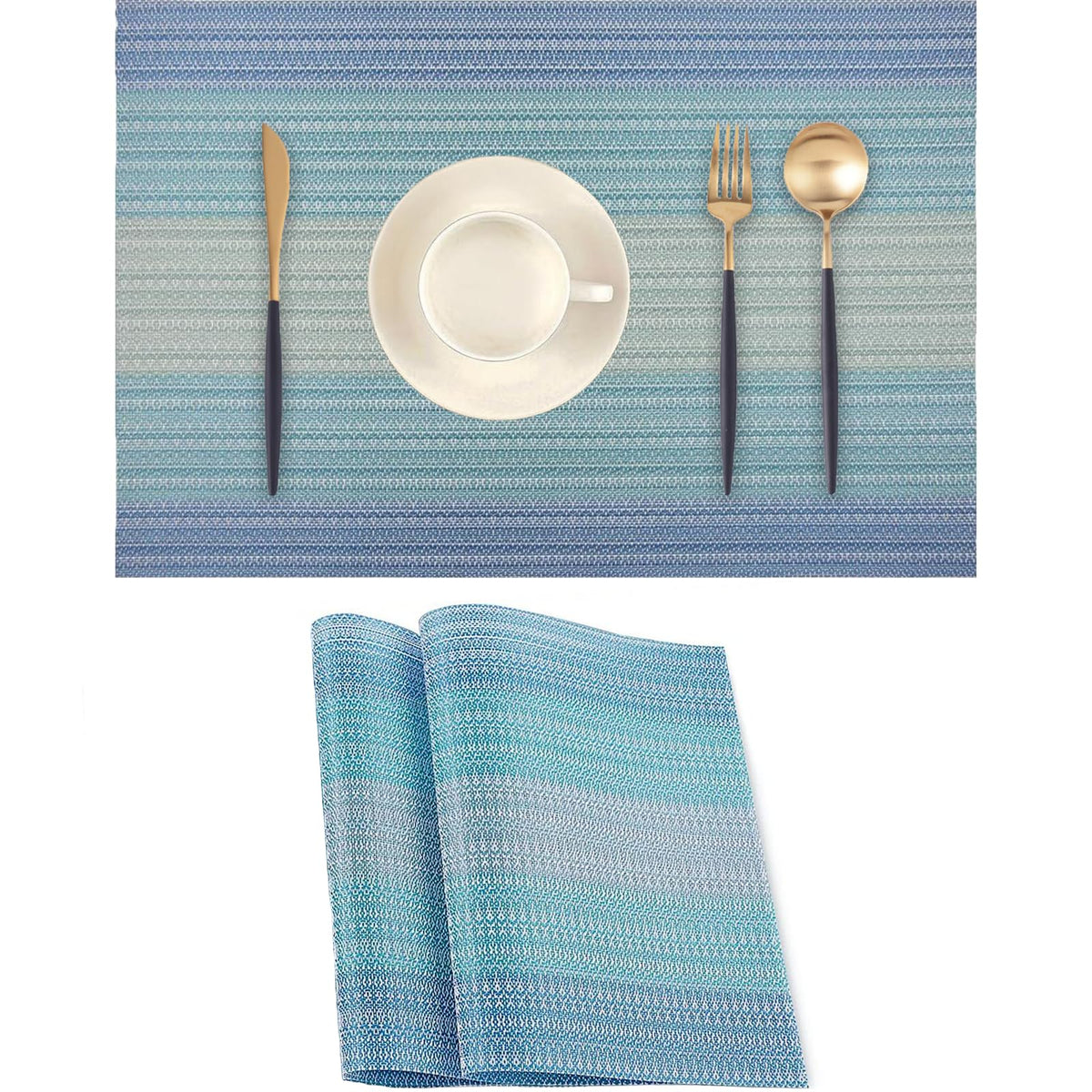 Frame Gold Placemats Set of 2 - Heat-Resistant, Non-Slip Table Mats