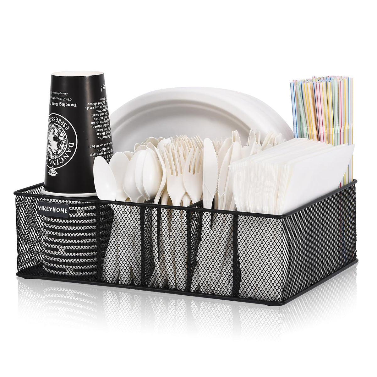 Paper Plate Organizer for Countertop, Black