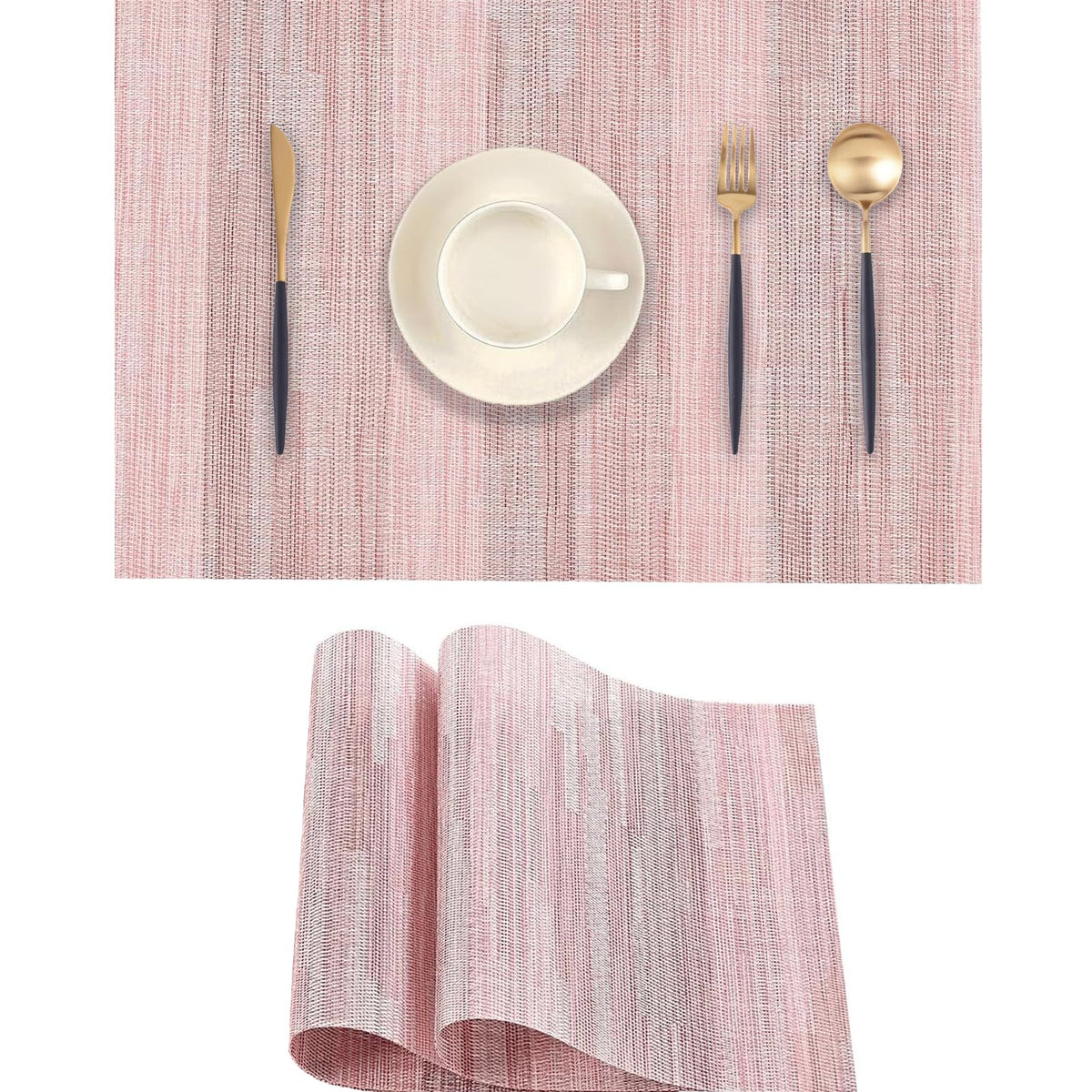 Frame Gold Placemats Set of 2 - Heat-Resistant, Non-Slip Table Mats