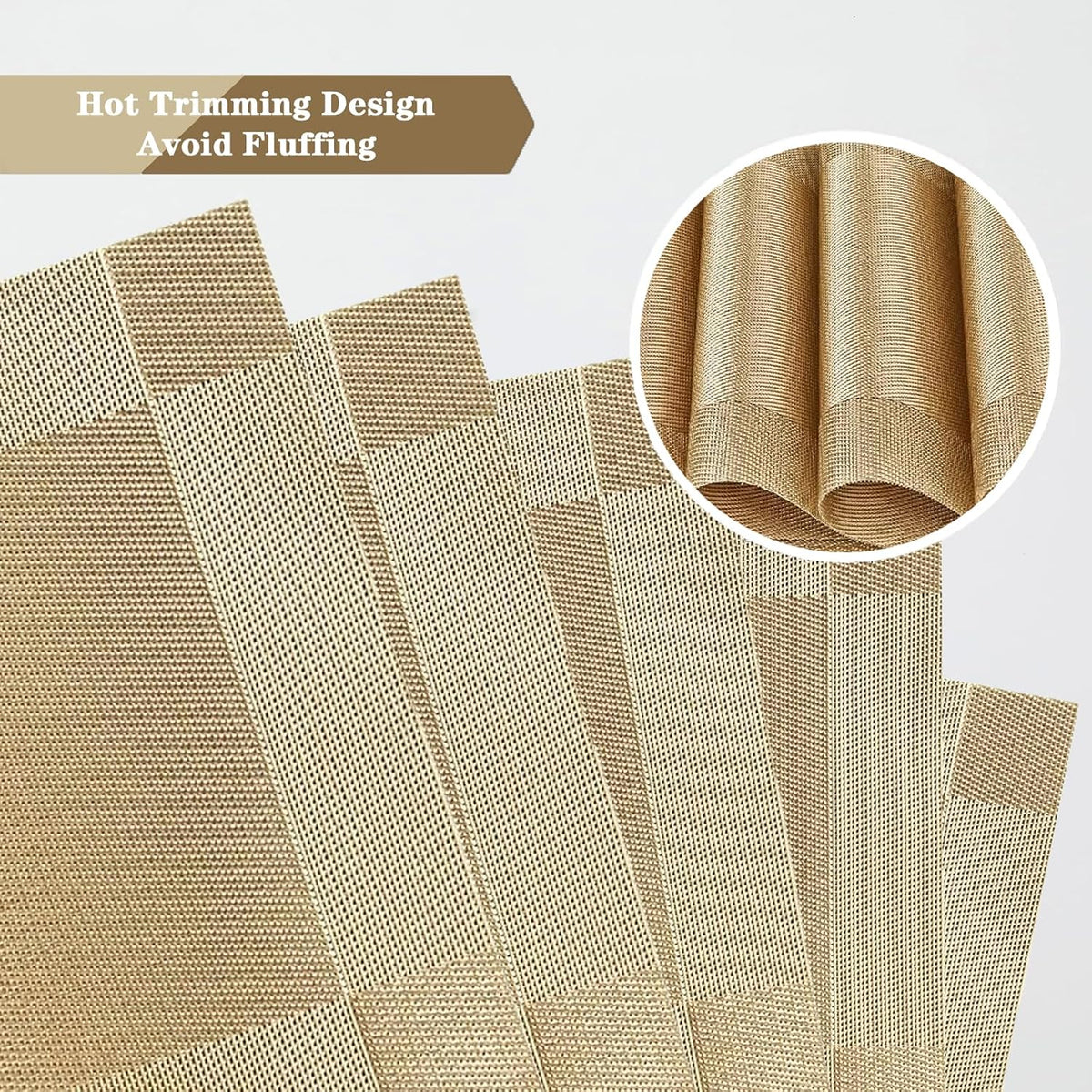 Frame Gold Placemats Set of 2 - Heat-Resistant, Non-Slip Table Mats