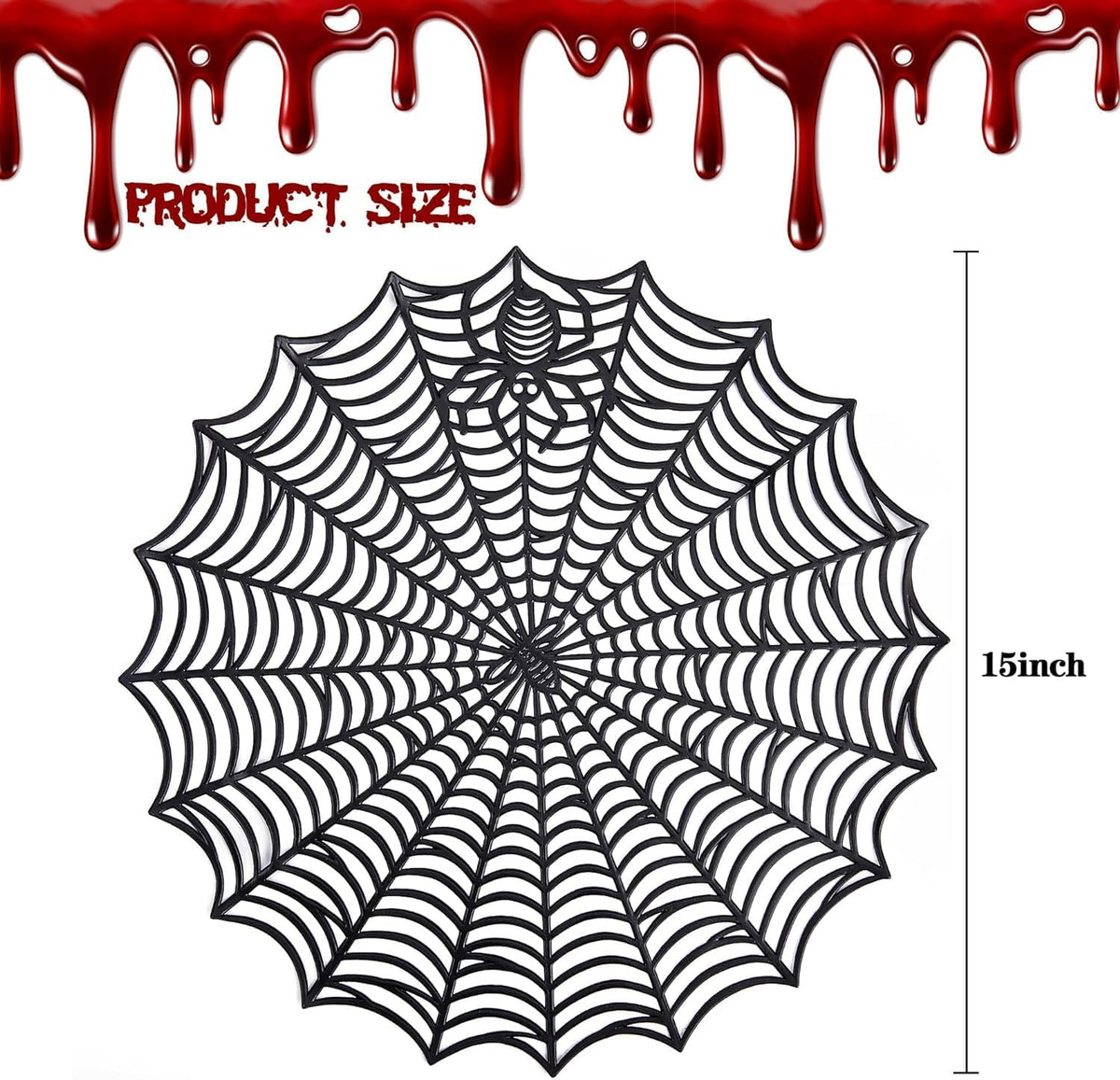 8 Pcs Halloween Spider Web Placemats, 15" Non Slip Halloween Table Mats