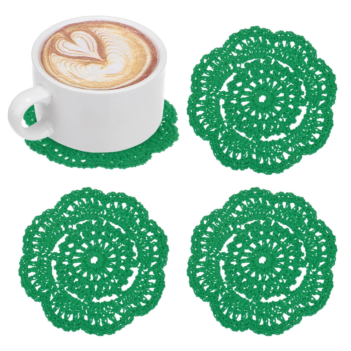 M METERXITY 8pcs Handmade Crochet Coasters 4"/10cm Round Light Pink