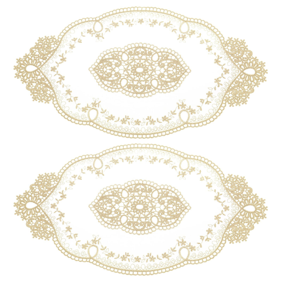 uxcell 2Pack Retro Lace Placemat 11x20-in Oval Embroidered Table Place Mats French Crochet Doilies Coasters Cup Mat for Home Wedding, Dark Grey