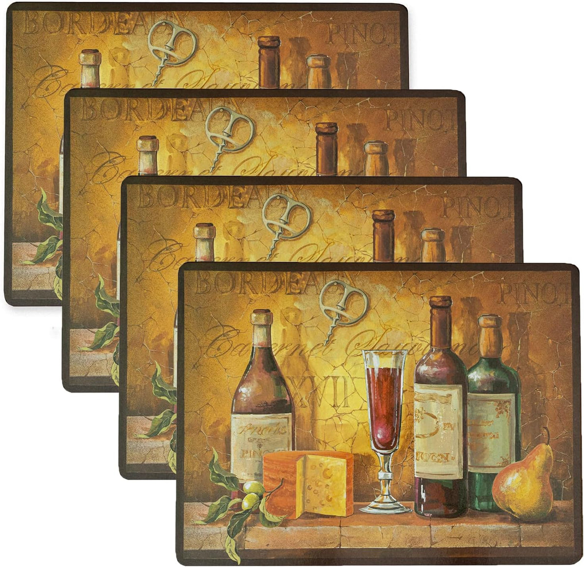Benson Mills Cork Placemats Set of 4 (Bordeaux Wine, 12" x 16”)