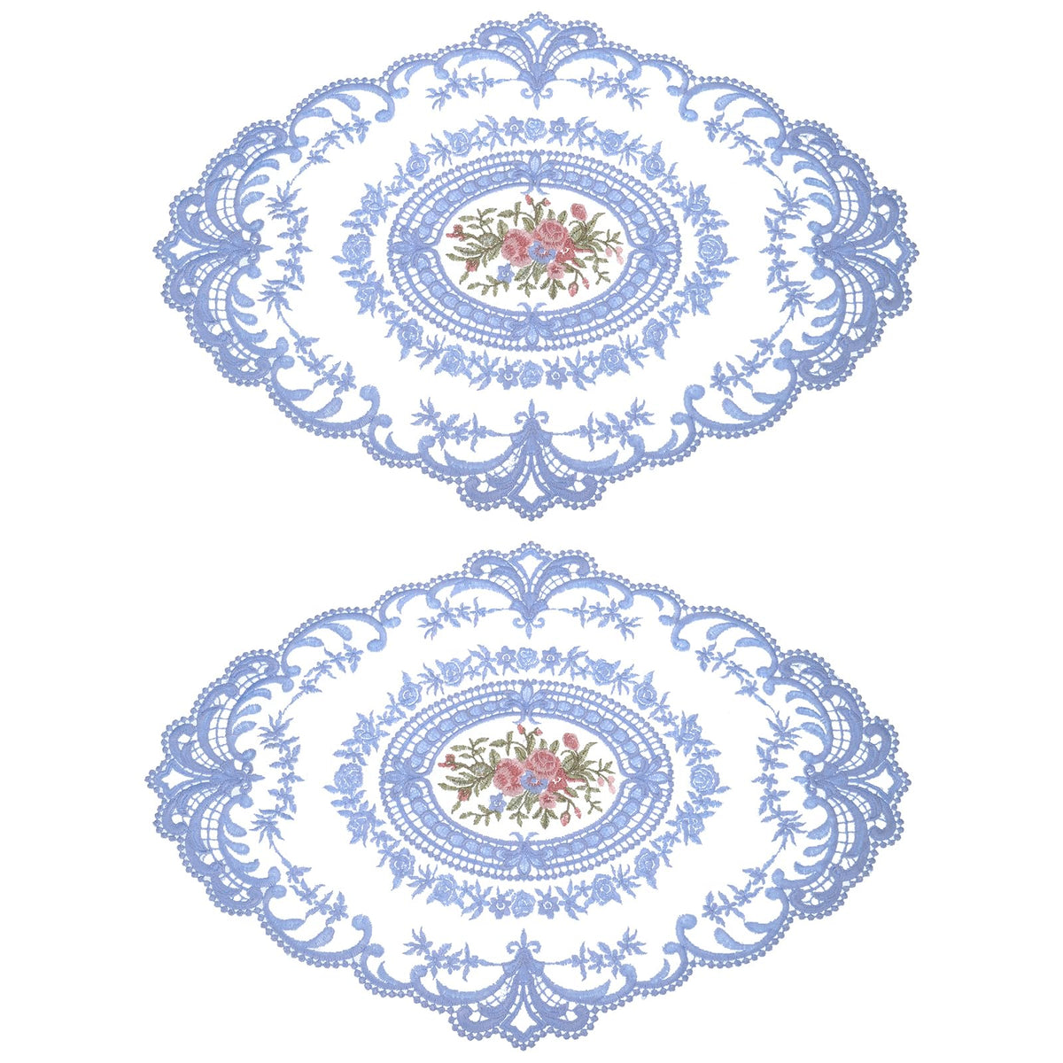 uxcell Retro Lace Placemat 12x16 Oval Embroidered Table Place 2Pack Gray