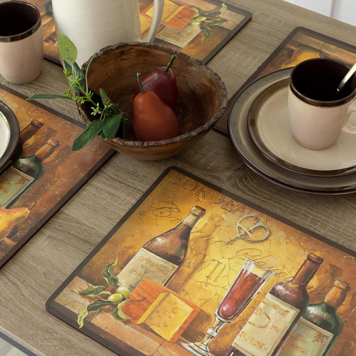 Benson Mills Cork Placemats Set of 4 (Bordeaux Wine, 12" x 16”)